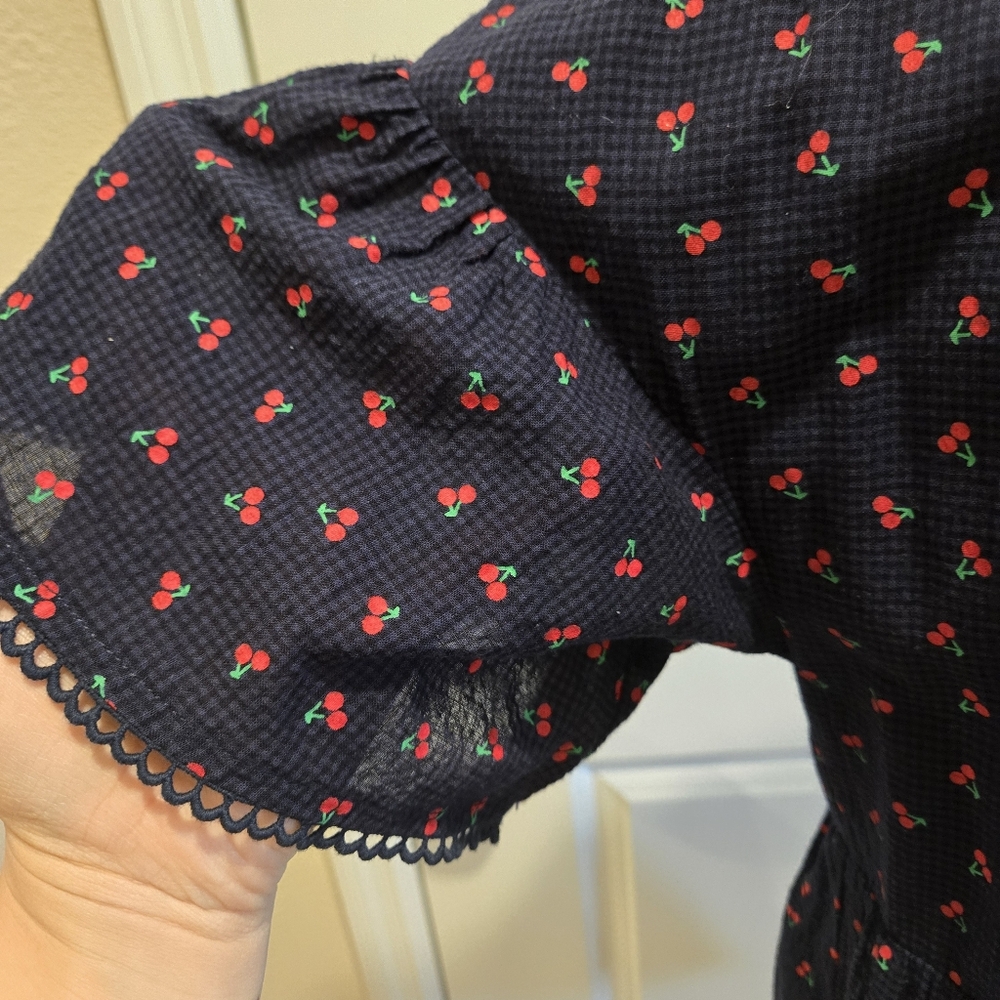 dRA Los Angeles Cherry Print Navy Dress, Size Large, Anthropologie - Picture 4 of 8